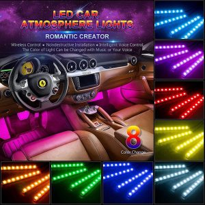 Car Interior RGB LED Atmosphere Strip Lights – Multi-Color Footwell & Dash Ambient Lighting